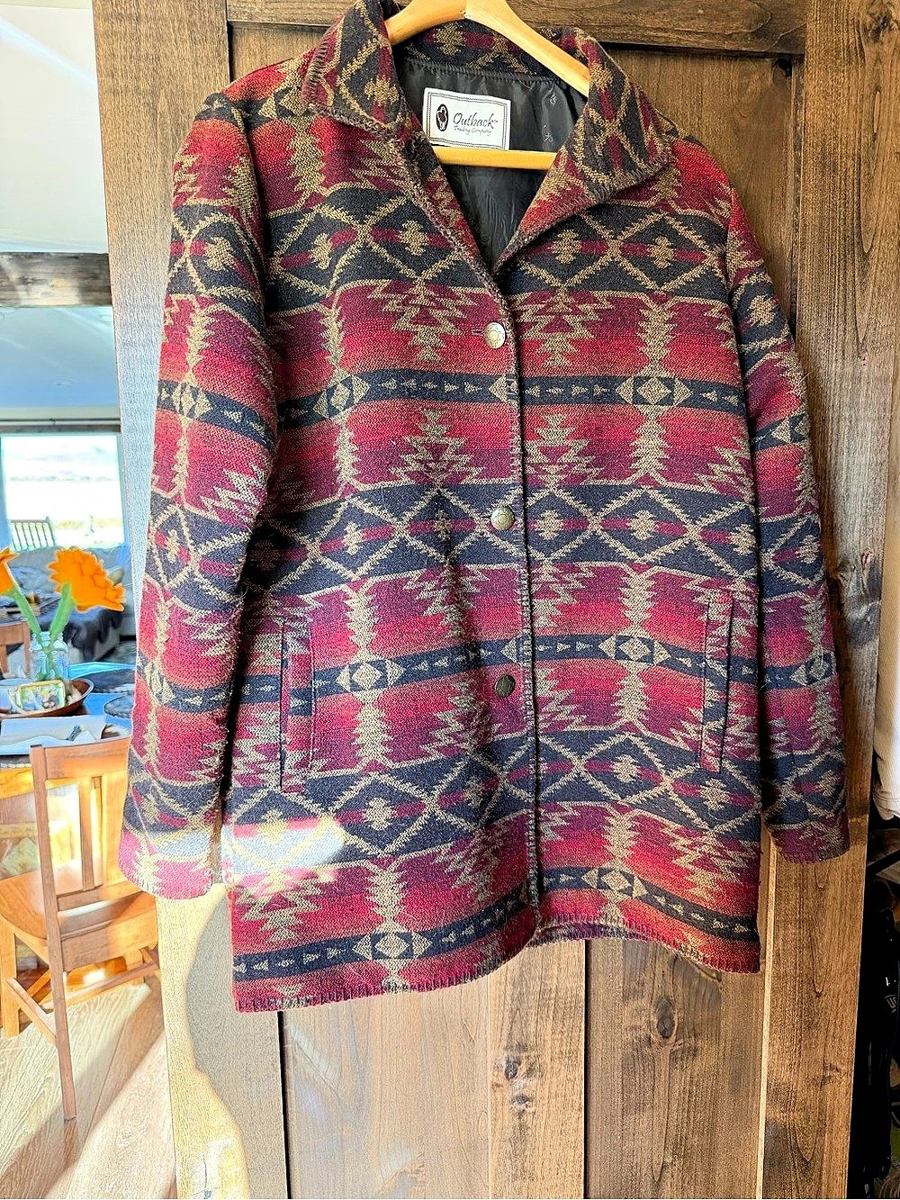 Outback Trading Company C'Anne Jacket Women’s Geometric Jacket in Red & Black Si